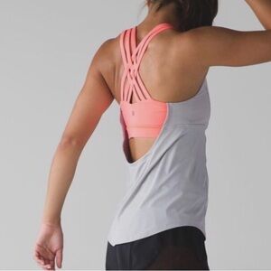 Lululemon Gray and Pink Strappy Back Tank Top